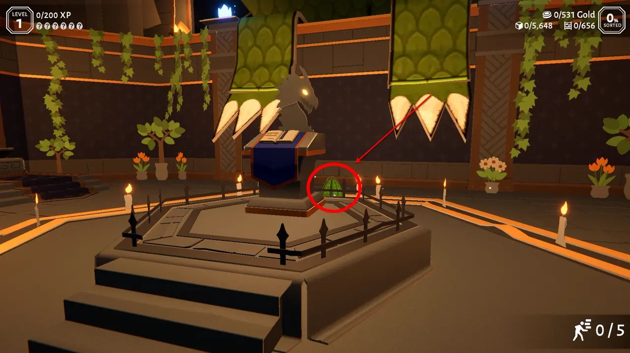 Green Egg location behind the Dragon Altar in Folded Fables Tidy Up The Dragon Hoard
