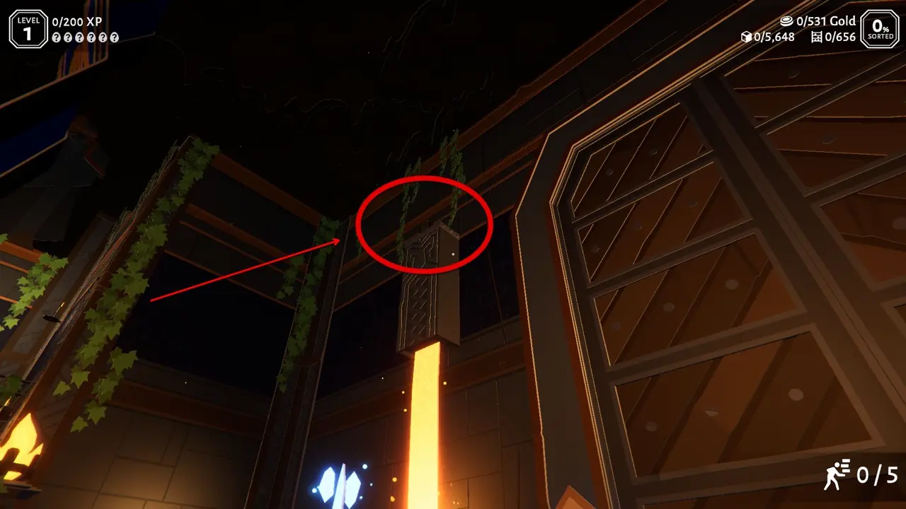 Black Egg location on top of the lava dispenser beside the giant gate in Folded Fables Tidy Up The Dragon Hoard