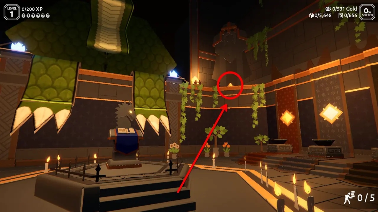 Golden Egg location on the platform above the Dragon Altar in Folded Fables Tidy Up The Dragon Hoard