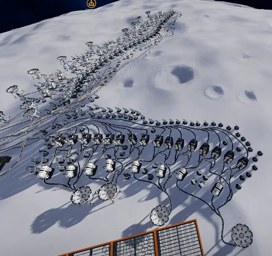 Moon Sweepers late-game maximum efficiency production layout with optimized input and output conveyors