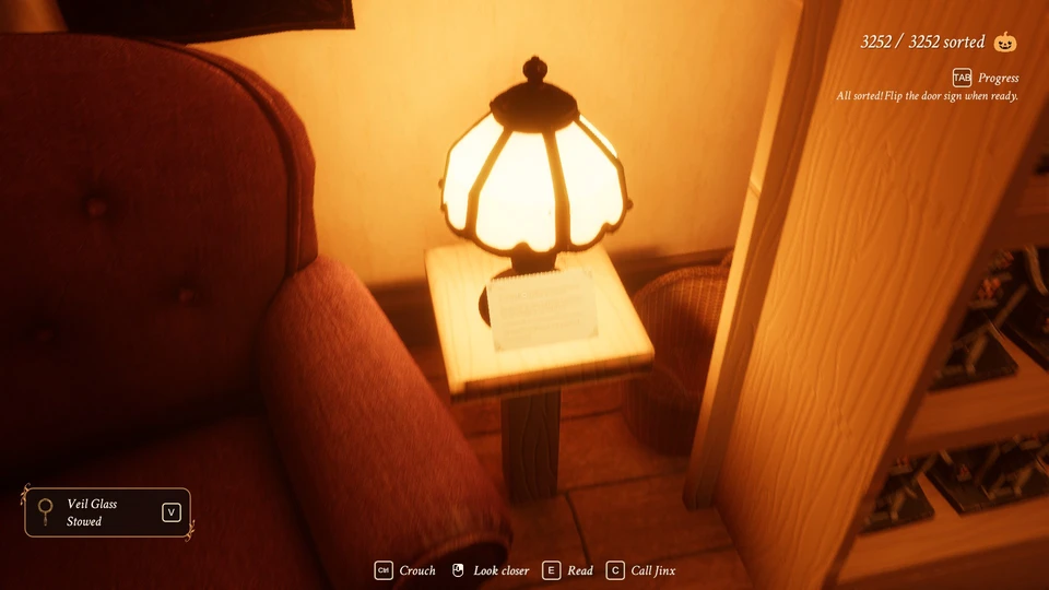 Postcard location beside the lamp for the Wish You Were Here achievement
