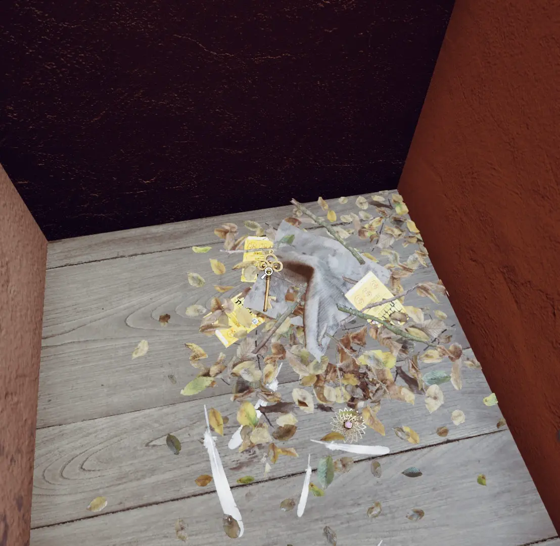 Crime Scene Cleaner Circle of Friends hidden niche above garage entrance with key pickup location.