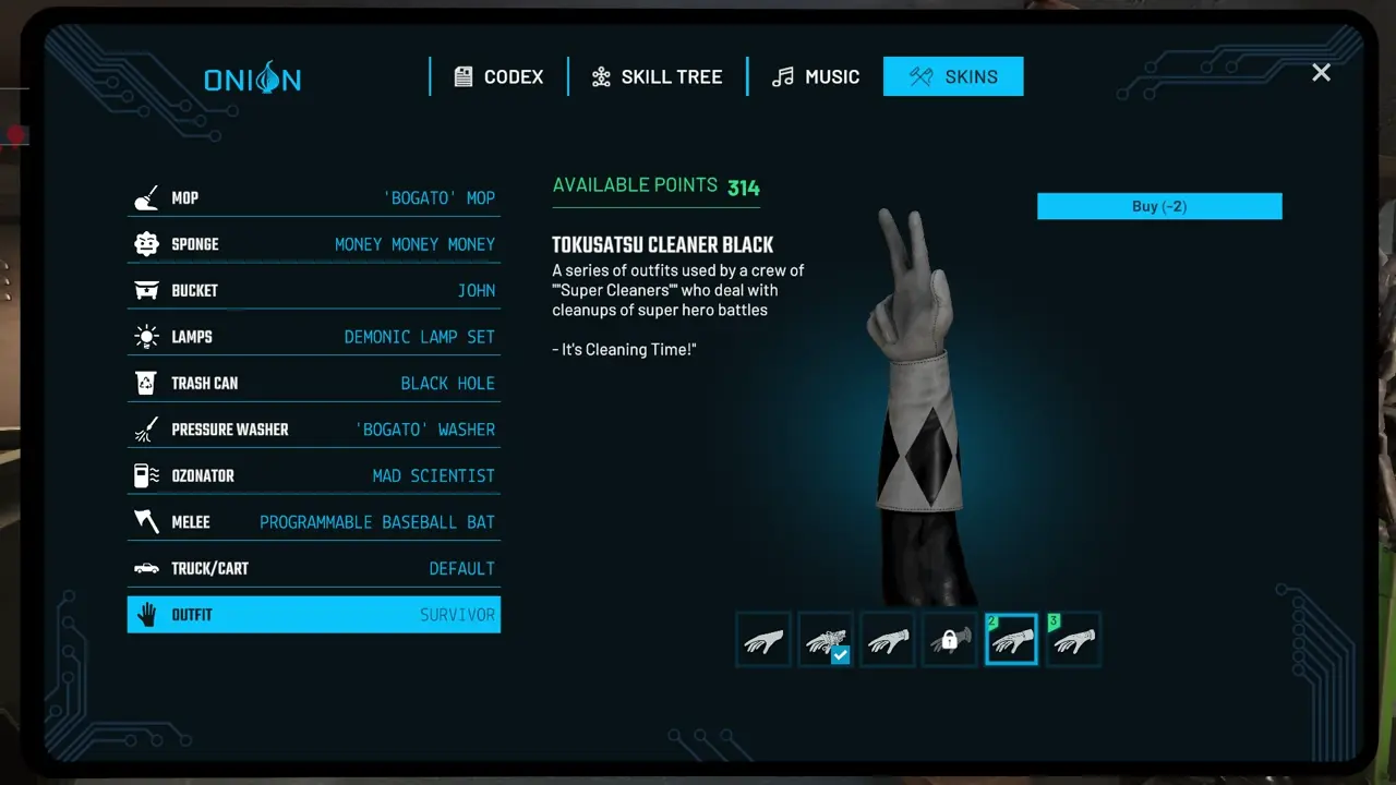 crime scene cleaner act 2 character outfit skin options screen