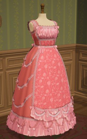 Dressmaker achievement with over 50 meters of trim on a dress