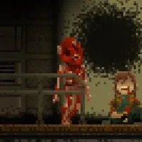 HOPE 01 skinless humanoid mutant standing idle in hospital hallway
