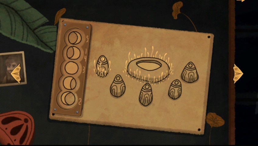 Allogloom wooden object revealing moon drawing clues for password entry.