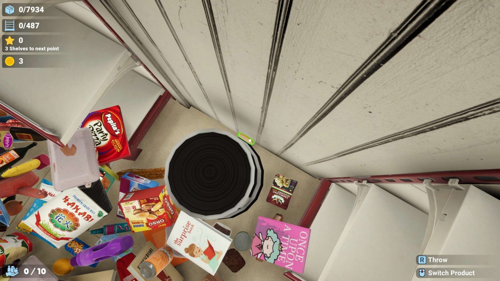 Megastore Tidy Up Together Super Market hidden token behind black and white step stool