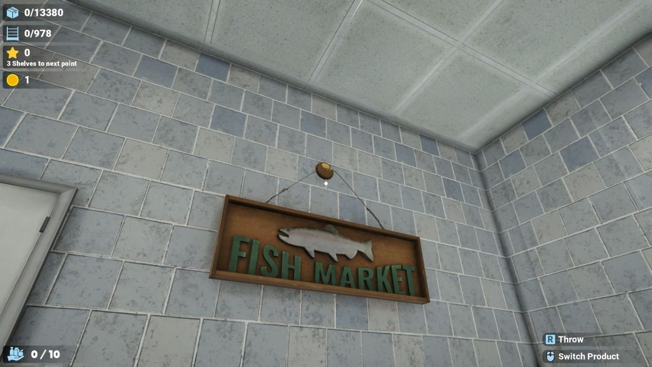 Megastore Tidy Up Together Meat section Fish Market board sign hiding token