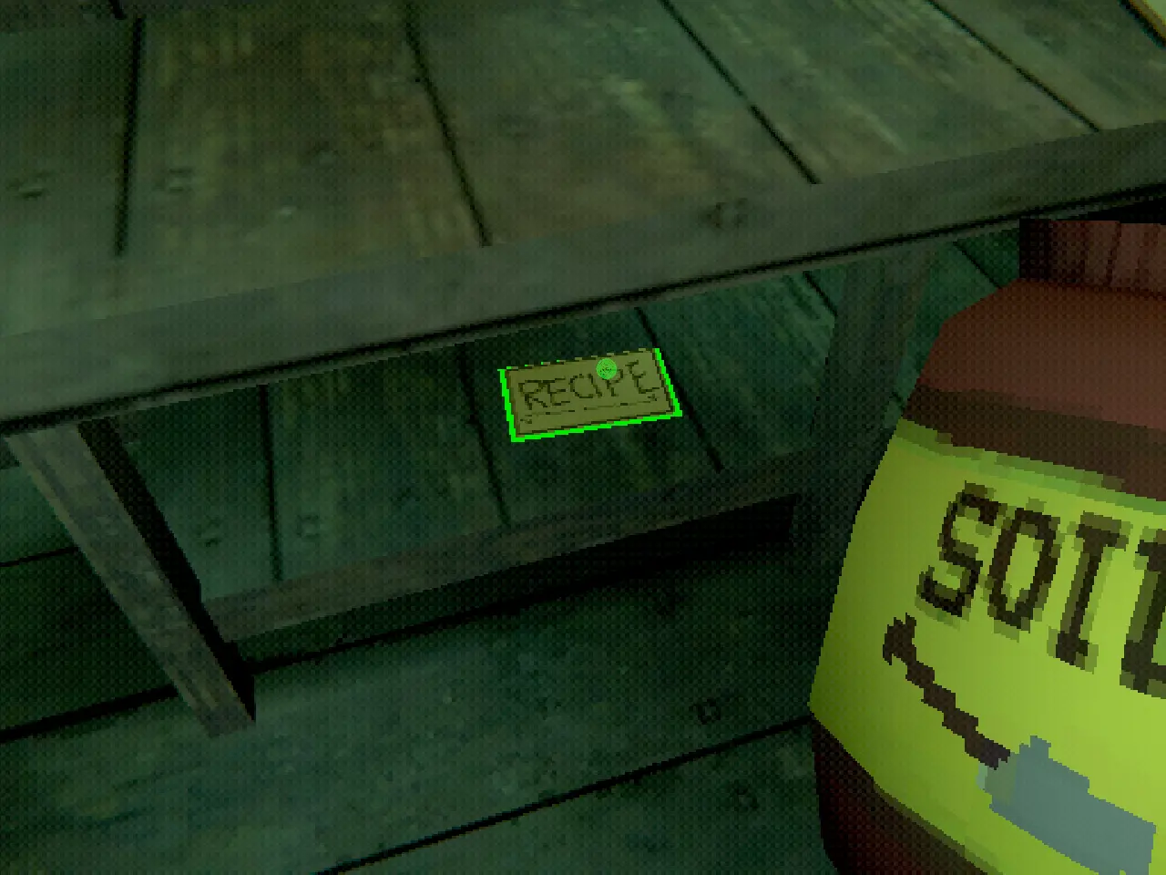 Creature Kitchen recipe number 18 hidden behind a roll of paper in-game environment.