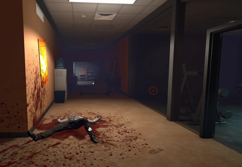 Crime Scene Cleaner Developers’ Hell lowest floor spa and gym storage room entrance
