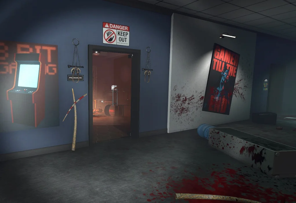 Crime Scene Cleaner Developers’ Hell fireplace room with CD location visible