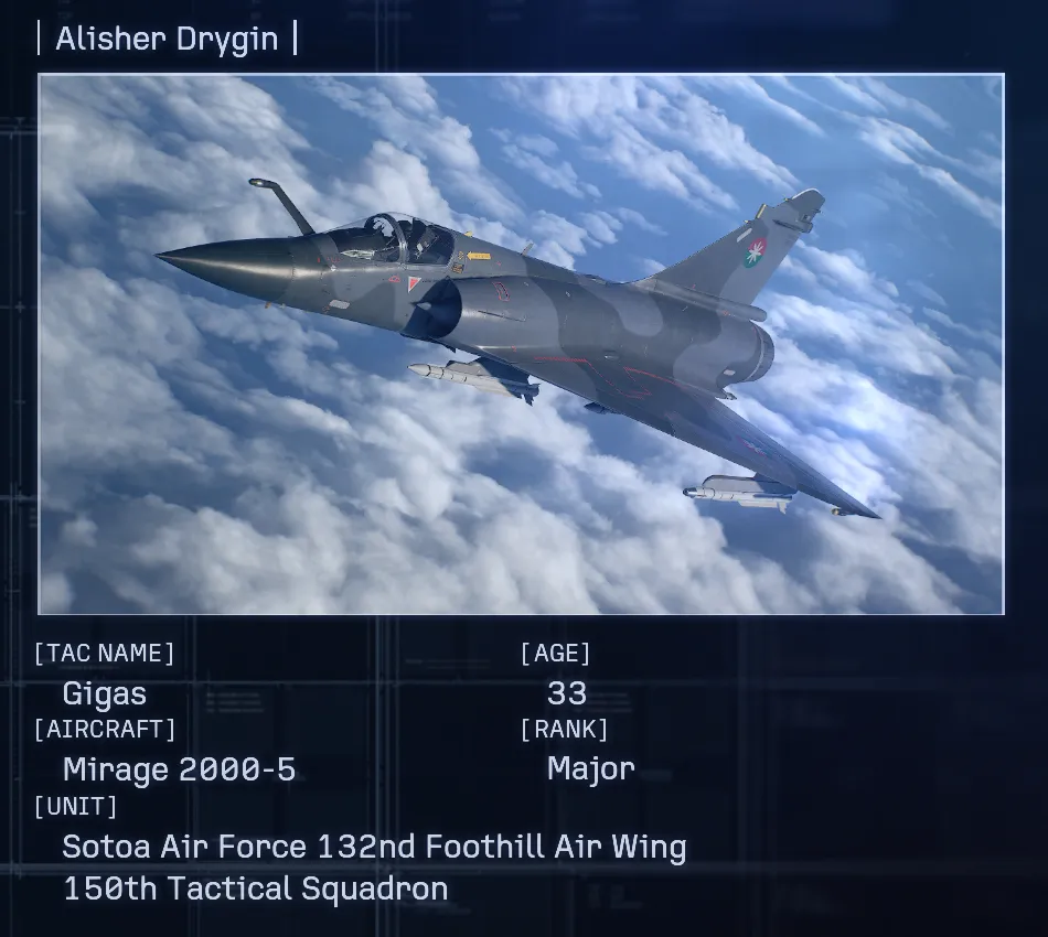 ACE COMBAT 8: WINGS OF THEVE Enemy Ace Pilots Guide