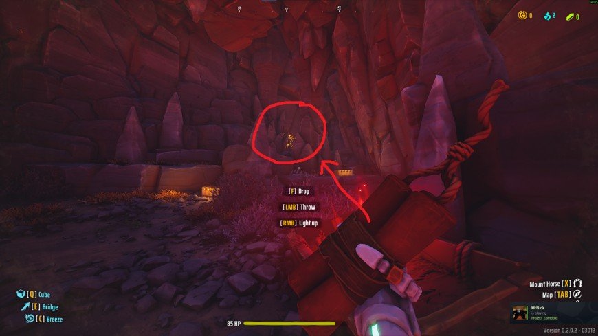 Far Far West Hellfire blocked path requiring two dynamite sticks to proceed further up volcano.