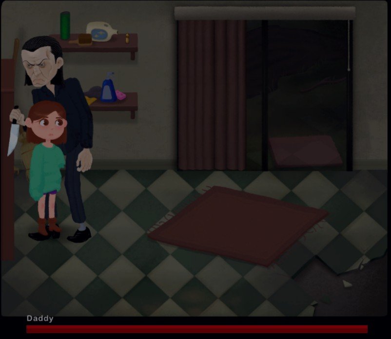 house 2 daddy character kills tabby in game over scene
