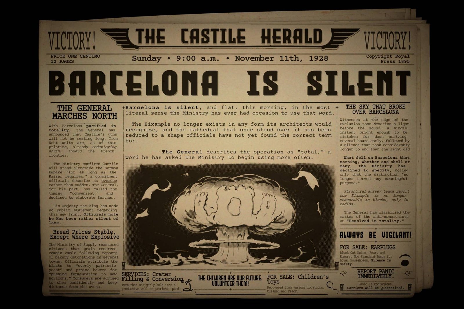 Note that the newspaper sometimes displays an atomic explosion image even if the Atomic shell wasn’t actually deployed, so don’t rely solely on this for verification.