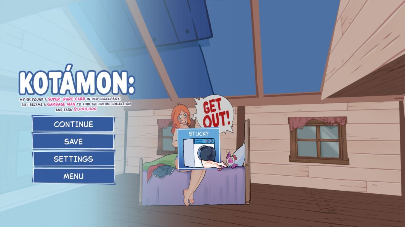 KOTAMON pause menu showing Stuck option to escape Jenny's house glitch.