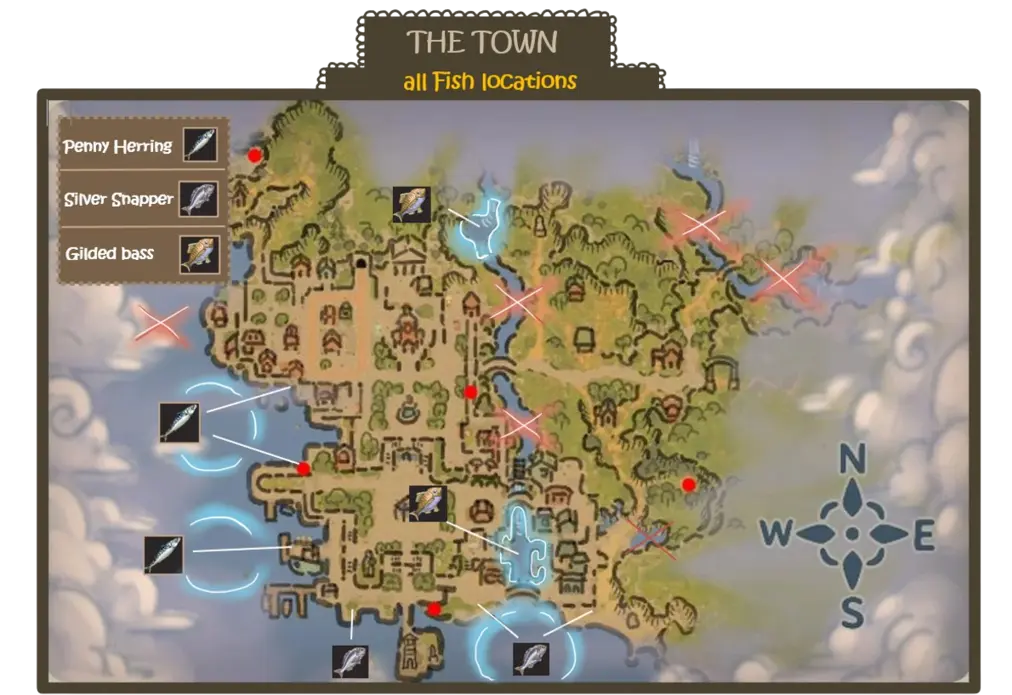 luma island town fishing location featuring penny herring silver snapper and gilded bass fish species