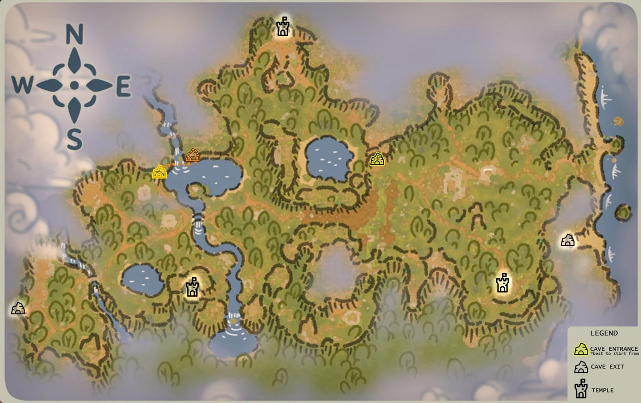 Luma Island forest region map highlighting key exploration routes and landmarks