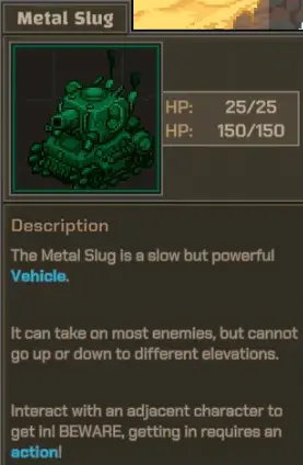 Metal Slug Tactics Metal Slug tank firing Vulcan cannon in boss battle scenario