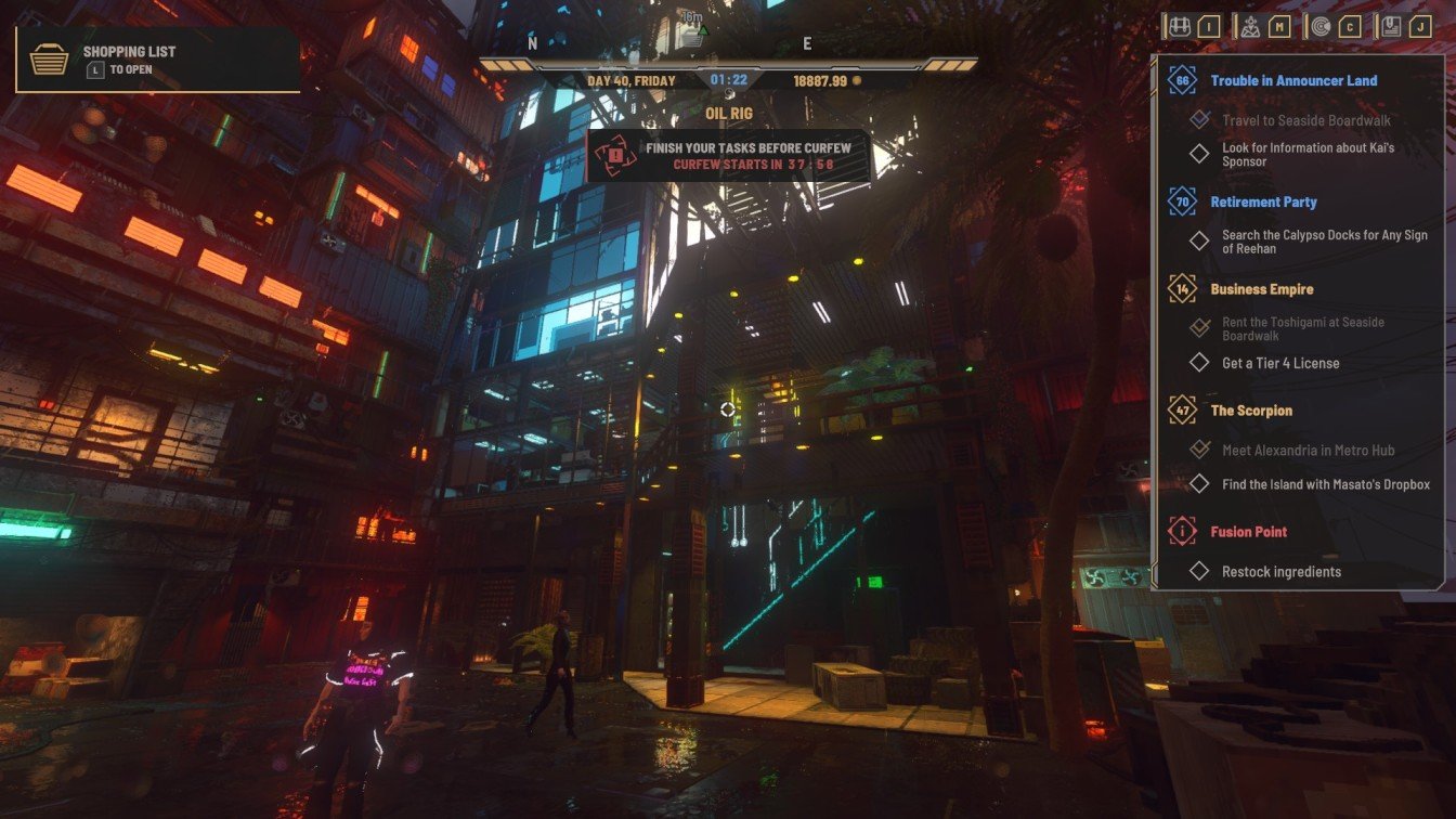 Nivalis Nights postcard inside building on Oil Rig space port