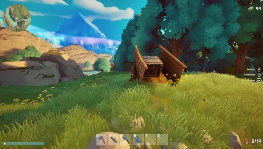 A Game About Chopping Trees wooden cart near Oak Forest house concealing Raccoon Statue