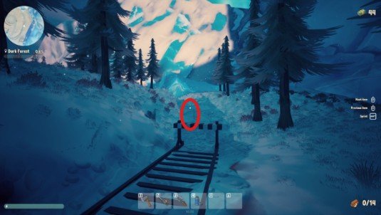 A Game About Chopping Trees handcart near the final spruce in Dark Forest with Raccoon Statue