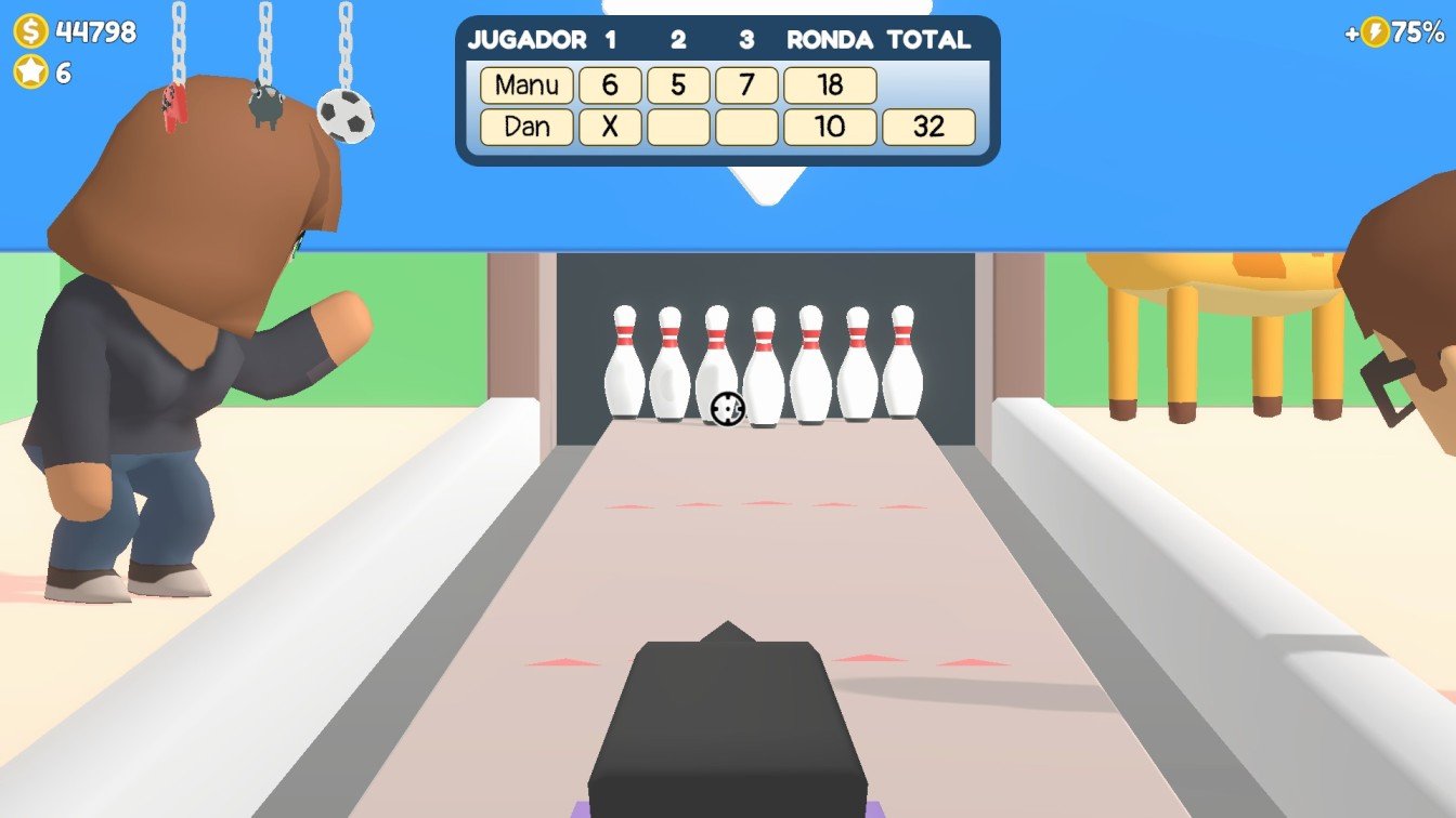 Sniper Dan adjusting aim to the left pin after first shot in bowling minigame