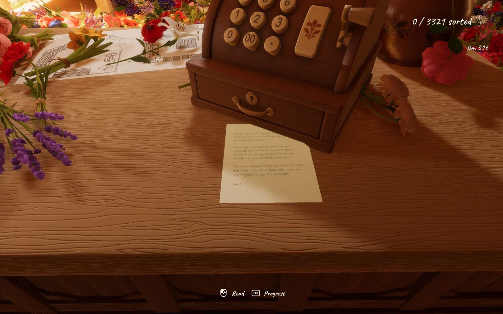 Tidy Up the Flower Shop uncle’s note location in final room