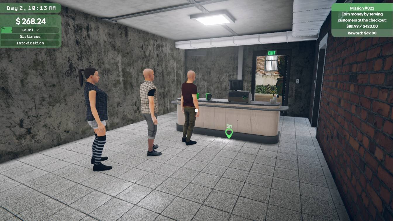Weed Supermarket Simulator customers selecting products from shelves ready to purchase.
